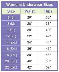 Size Chart Conni Reusable Incontinence Panties Bras