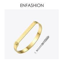 Enfashion Personalized Engraved Name Bracelet Gold Color Bar Screw Bangle Lovers Bracelets For Women Men Cuff Bracelets Bangles J190703 Rajasthani