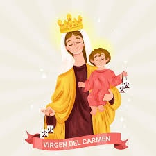 La virgen le habría entregado sus hábitos y el escapulario. Free Vector Detailed Virgen Del Carmen Illustration