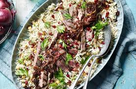 jammy red onion and pea pilaf