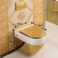 Wall Mounted Gold Toilet With