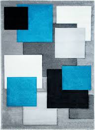 teal rug runner modern abstract design