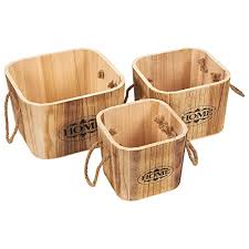 Our selection of storage and decorative baskets is hand picked from around the world to bring style to your home at an affordable price. Juvale Wooden Basket 3 Piece Rustic Wooden Buckets Rope Handles Wood Crates Storage Bins Decorative Organizing Baskets Shelves Brown Small Medium Large Buy Online In Georgia At Desertcart