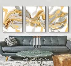 Painting Canvas Art Mustard Gray