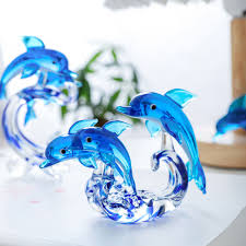 Glass Dolphins Figurines Collectibles