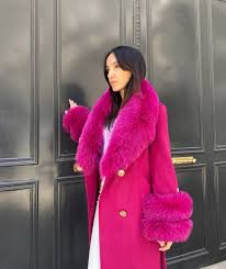 Fuchsia Coat Women Cashmere Winter Coat
