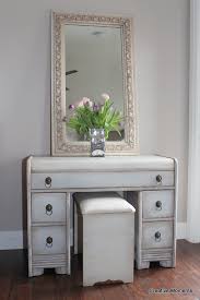 milk paint vanity mirror and stool