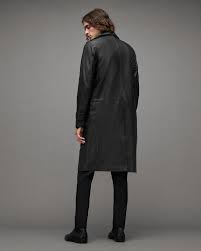 Oken Leather Trench Coat Black