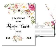 Card Template Pink Floral Recipe Cards Printable Bohemian Sign