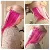 Blonde hair with pink highlights. 1