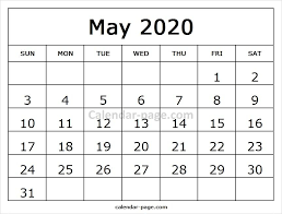 May Calendar 2020 Printable Template August Calendar
