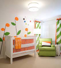 green and orange nursery contemporary