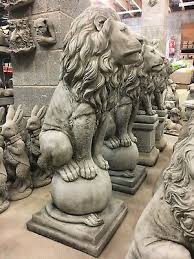 new pair of large stone lions concrete