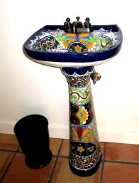 mexican talavera pedestal sink puebla