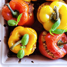 easy stuffed peppers with creamy tomato