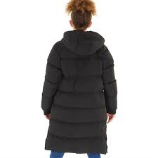 Bench Girls Ryelle Hooded Maxi Length Puffer Jacket Black Size 9 10y