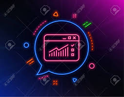 Website Traffic Line Icon Neon Laser Lights Report Chart Or