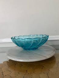 Retro Blue Arocoroc Swirl Glass Bowl