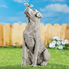 Dog And Erfly Garden Statue