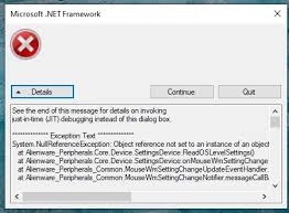 net framework error usually on
