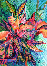 Croton Print Garden Art Tropical Plant