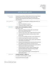 Referee Resume Samples And Templates Online Resume