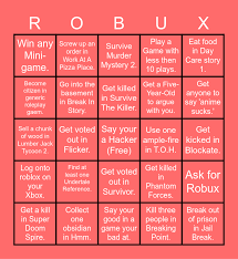 Random Roblox Bingo Card