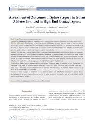 In each of our clinics we offer a team approach so. Pdf Assessment Of Outcomes Of Spine Surgery In Indian Athletes Involved In High End Contact Sports