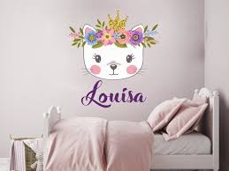 Cat Name Wall Decal Watercolor Head