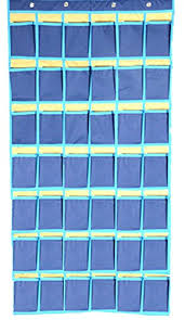 Pocket Charts For Classroom 42 Pockets Graphing Calculator Storage Cell Phone Holders Royal Blue