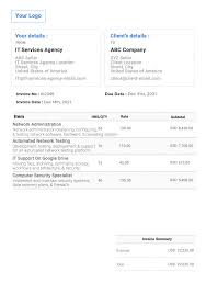 it services invoice template free