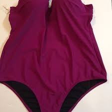 Cacique Swim Suit W Built In Bandeau Bra Purple Nwt