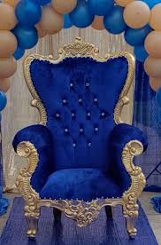 queen sonia throne chair blue gold
