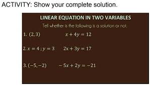 Solved Activity In Linear Equations In