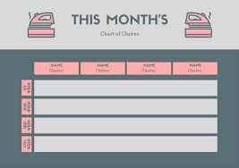Gray Pink Monthly Chore Chart Templates By Canva