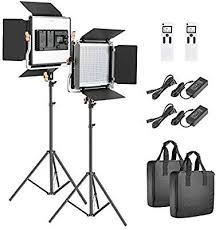 Amazon Com Neewer 2 Packs Dimmable Bi Color 480 Led Video Light And Stand Lighting Kit Includes 3200 5600 Photography Lighting Kits Video Lighting Led Panel