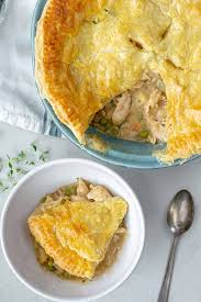 turkey pot pie with a puff pastry crust