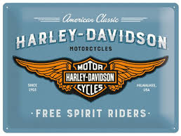 Harley Davidson Logo Blue 3d Metal Wall