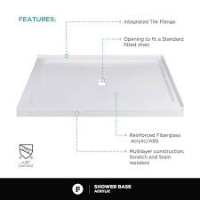 double threshold corner shower pan base