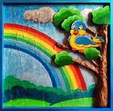 Handmade Wooden Rainbow Bird 3d Wall