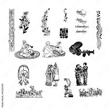 set of indian wedding elements clipart