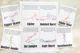 winter olympics yoga poses cards