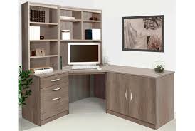 【sturdy& stable design】:the corner desk. Small Office Corner Desk Set With 3 Drawers Cupboard Hutch Bookcases Grey Nebraska Furniture At Work
