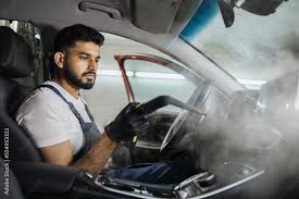 car detailing steam cleaning concept
