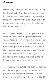 essay on importance of games in essay on importance of games