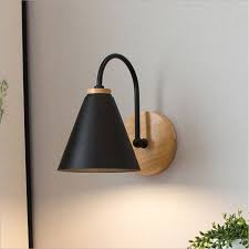 Modern Wooden Wall Light Black Retro