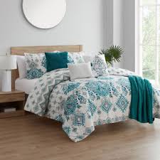 Teal Damask Comforter Bedding Set