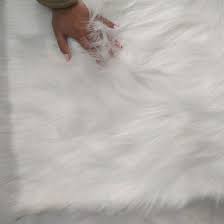 white faux fur fabric rug big soft