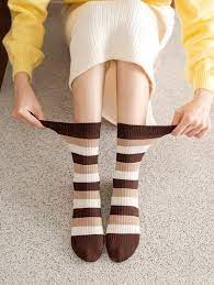 Striped Pattern Crew Socks | SHEIN JAPAN