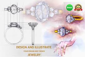 draw fashionable jewelry design sketch